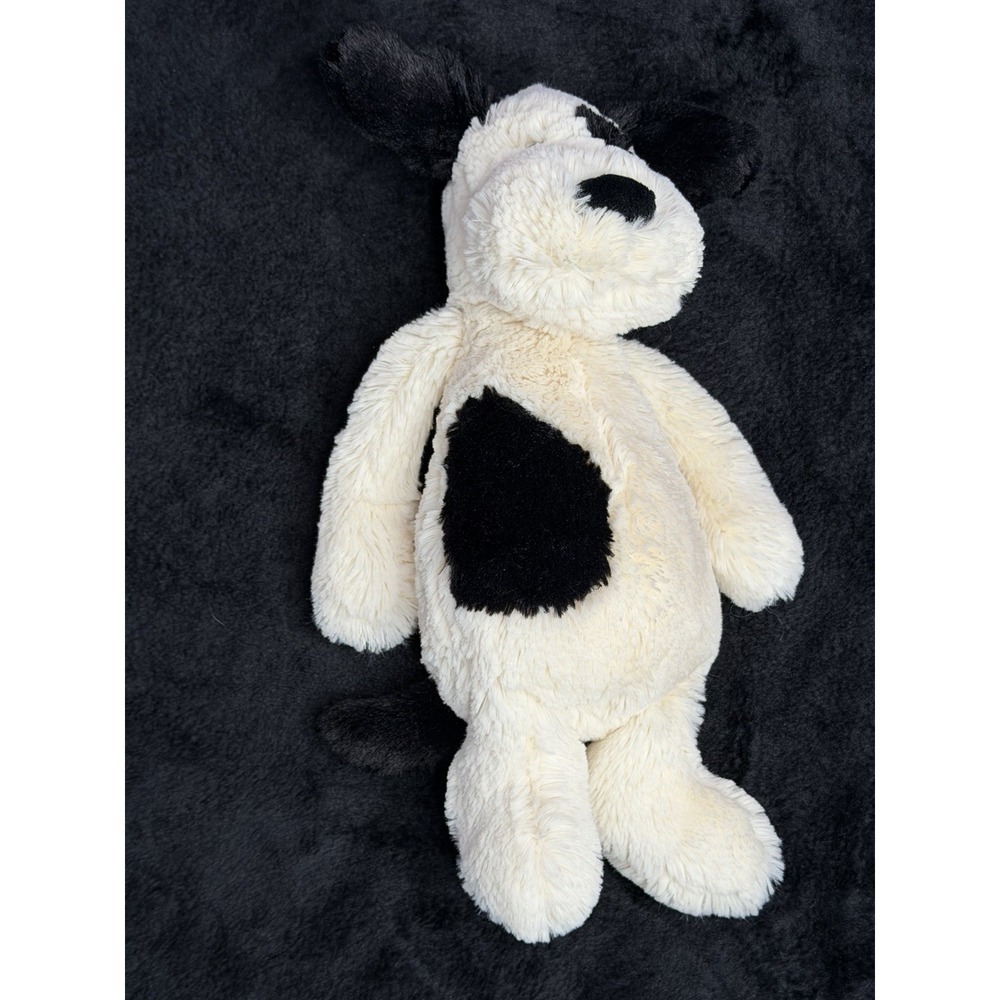 Jellycat Bashful Black White Puppy Dog Plush Stuffed Animal Soft Toy 11in